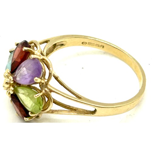 517 - Ladies hallmarked 9ct gold stone set dress ring, ring size N, total approximate weight 2.2g