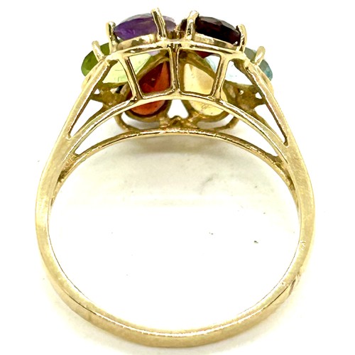 517 - Ladies hallmarked 9ct gold stone set dress ring, ring size N, total approximate weight 2.2g