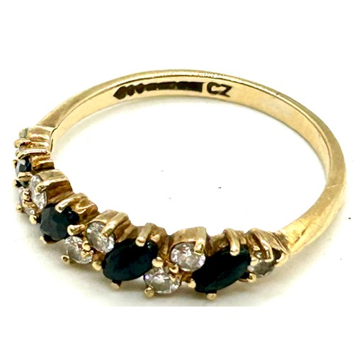 518 - Hallmarked 9ct gold sapphire and stone set ladies ring, ring size N, total weight 1.6g