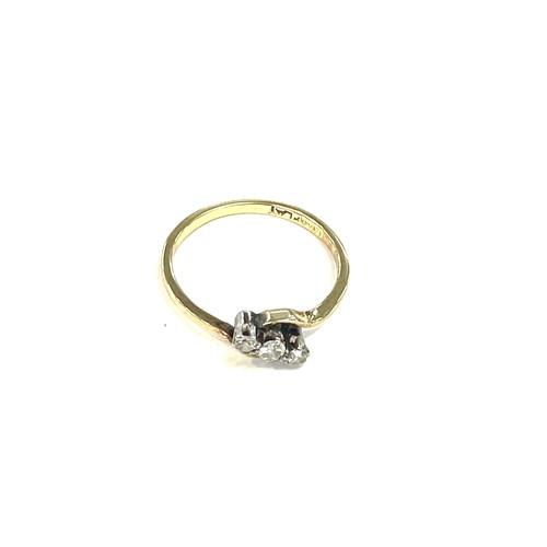 498 - Ladies hallmarked 18ct and diamond ring, ring size N , approximate total weight: 2g