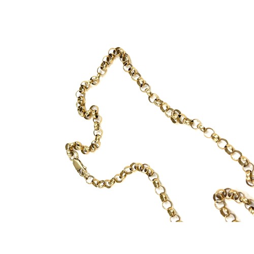 493 - Ladies hallmarked 9ct gold belcher chain, approximate chain length 18 inches, approximate weight 12.... 