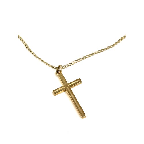 491 - Hallmarked 9ct gold chain and cross pendant, approximate length of chain 48cm, overall approximate w... 