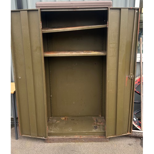 100Y - two door red metal cupboard