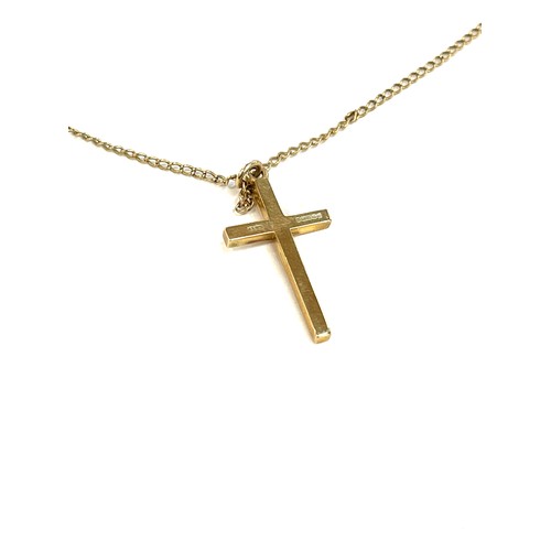 491 - Hallmarked 9ct gold chain and cross pendant, approximate length of chain 48cm, overall approximate w... 