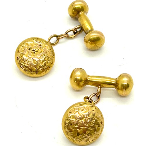 494 - Pair gents 15ct gold cufflinks, overall approximate weight 3.8g