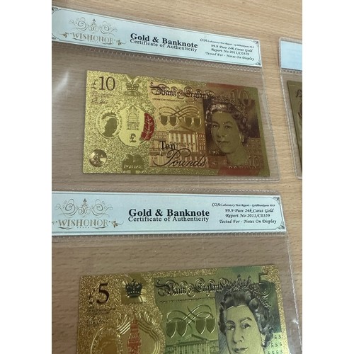 383 - 6 24 karat gold plated bank notes