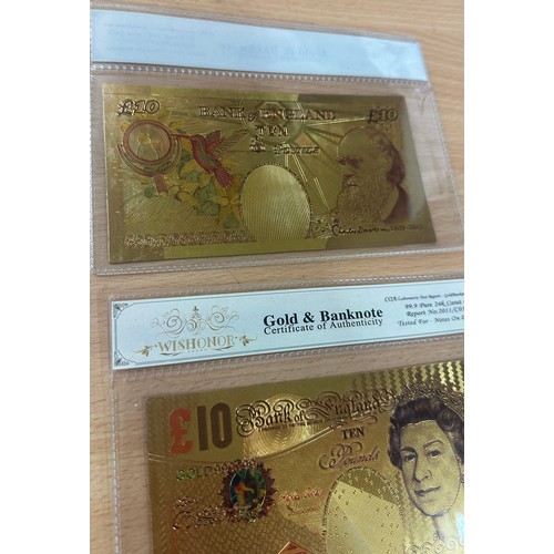 383 - 6 24 karat gold plated bank notes