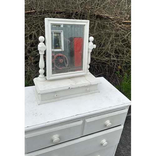 347 - Two over two pine chest and a dressing table mirror, approximate measurements Height 30.5 inches, De... 