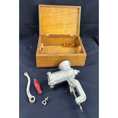 195 - Vintage mincer in box