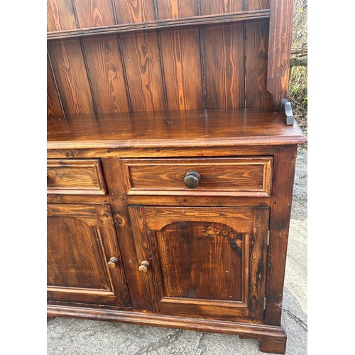 367 - Dark stained Pine 2 door, 2 drawer dresser, approximate measurements:  base Height 75  inches, Width... 