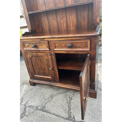 367 - Dark stained Pine 2 door, 2 drawer dresser, approximate measurements:  base Height 75  inches, Width... 