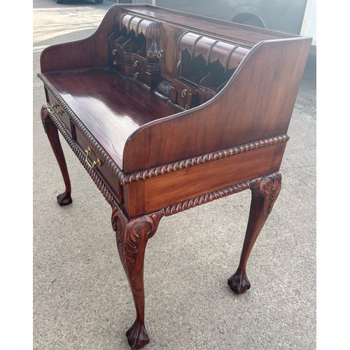 329 - Mahogany Cabriole leg ladies desk, approximate measurements: Height 41 inches Length 40.5 inches  `d... 