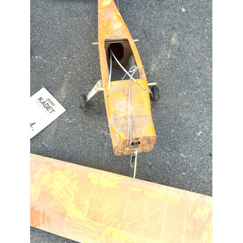 369 - Selection of 2 project model planes, both in need of repair, one has and engine, kadet