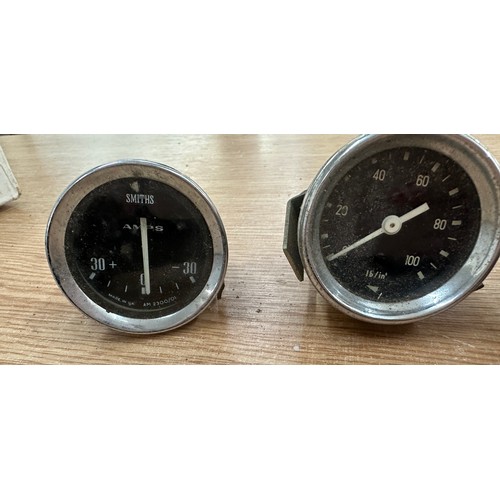 569 - Three vintage Pressure gauges includes Smiths Vacuum, AMPS etc