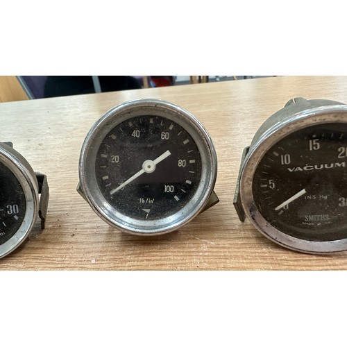 569 - Three vintage Pressure gauges includes Smiths Vacuum, AMPS etc