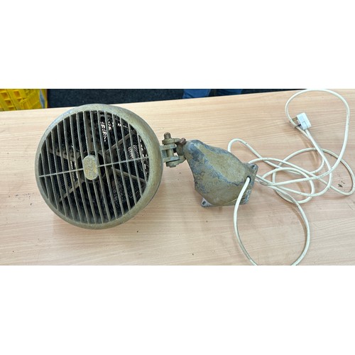 128 - Vintage industrial GEC wall fan, working order