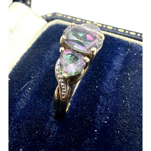 103 - 9ct gold mystic topaz ring weight 2.7g