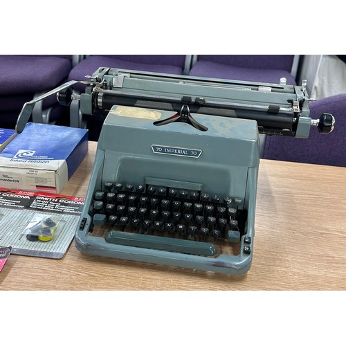 206 - Vintage 70 imperial type writer and type writer ribbon and accessories