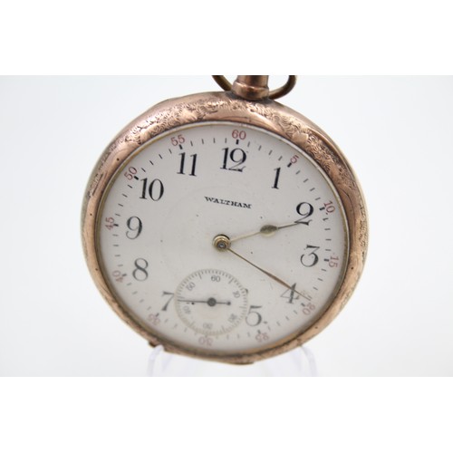 507 - WALTHAM Gents Vintage Rolled Gold Open Face Pocket Watch Hand-wind Working