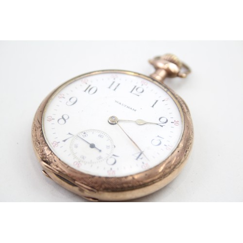 507 - WALTHAM Gents Vintage Rolled Gold Open Face Pocket Watch Hand-wind Working