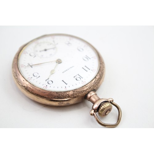 507 - WALTHAM Gents Vintage Rolled Gold Open Face Pocket Watch Hand-wind Working