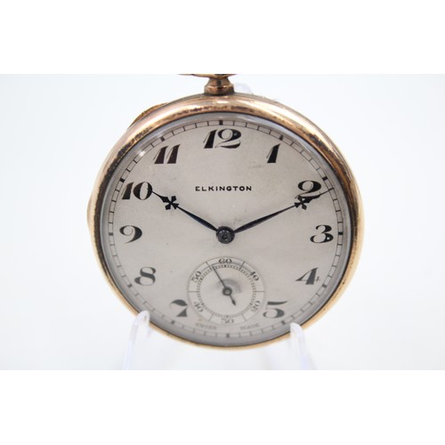 508 - ELKINGTON Gents Vintage Rolled Gold Open Face Pocket Watch Hand-wind Working