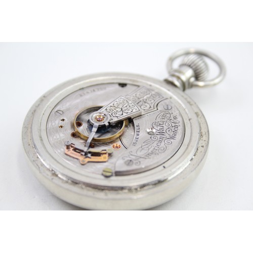 511 - WALTHAM Gents Vintage Railway Open Face Pocket Watch Hand-wind Working