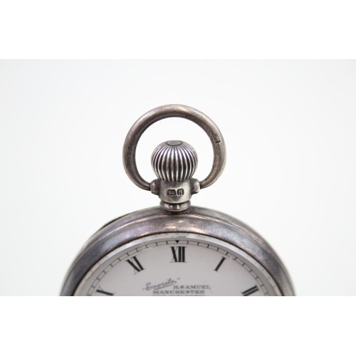 514 - H .SAMUEL Sterling Silver Gents Vintage Open Face Pocket Watch Hand-wind Working