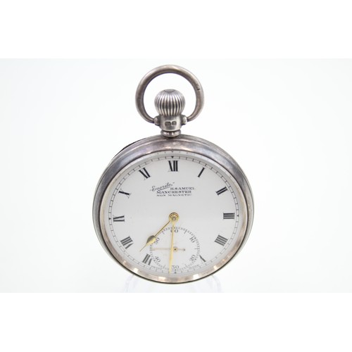 514 - H .SAMUEL Sterling Silver Gents Vintage Open Face Pocket Watch Hand-wind Working