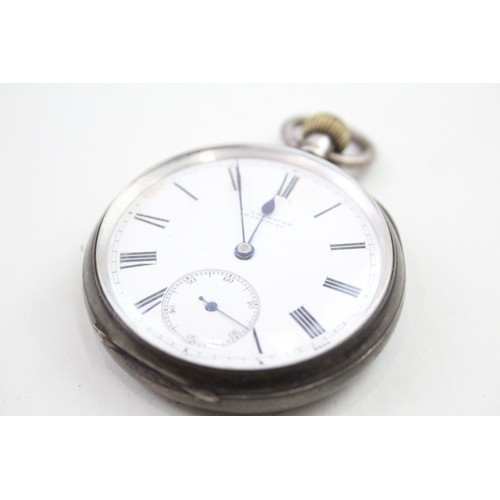 515 - Sterling Silver Gents Vintage Open Face Pocket Watch Hand-wind Working