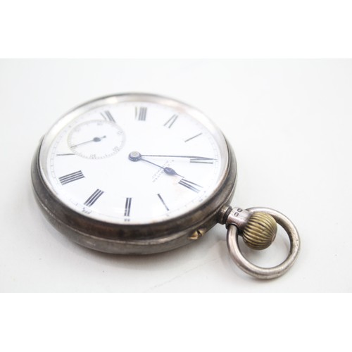 515 - Sterling Silver Gents Vintage Open Face Pocket Watch Hand-wind Working