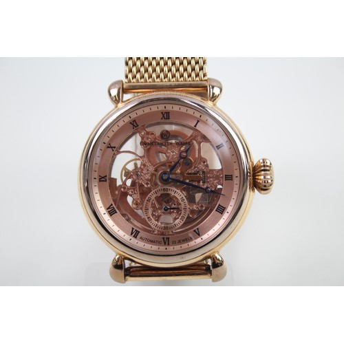 516 - CONSTANTIN WEISZ Gents Rose Gold Tone Skeleton Dial Wristwatch Automatic Working