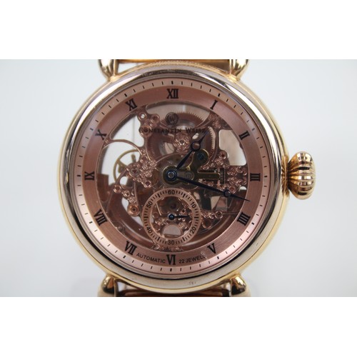 516 - CONSTANTIN WEISZ Gents Rose Gold Tone Skeleton Dial Wristwatch Automatic Working