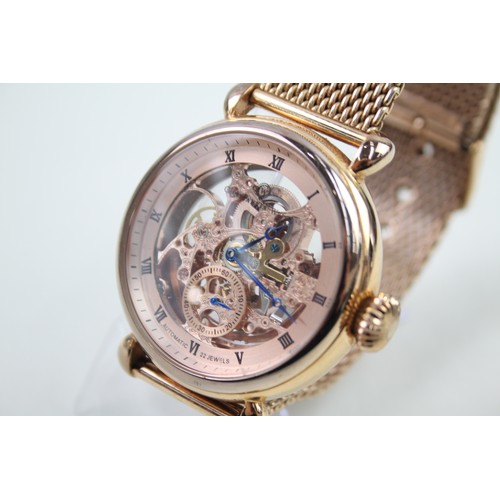 516 - CONSTANTIN WEISZ Gents Rose Gold Tone Skeleton Dial Wristwatch Automatic Working