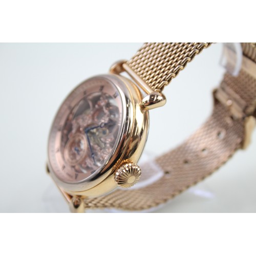 516 - CONSTANTIN WEISZ Gents Rose Gold Tone Skeleton Dial Wristwatch Automatic Working