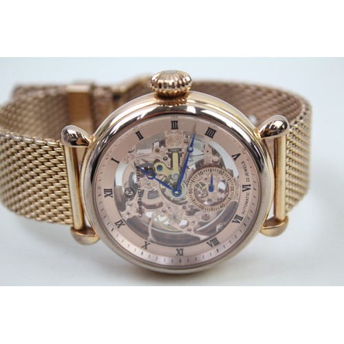 516 - CONSTANTIN WEISZ Gents Rose Gold Tone Skeleton Dial Wristwatch Automatic Working