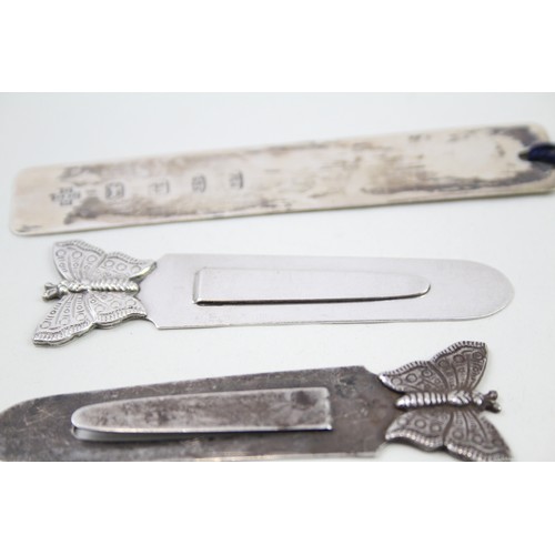 351 - 5 x .925 sterling silver book marks inc butterfly's etc