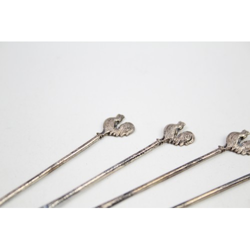 356 - 5 x .925 sterling novelty cockrill cocktail sticks