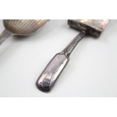 361 - 3 x .925 sterling caddy spoons inc georgian etc