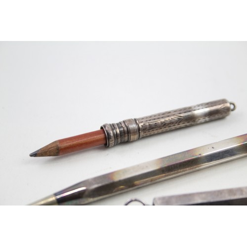 376 - 4 x .925 sterling pencils inc propelling, antique etc