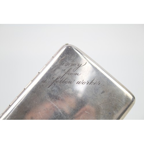 378 - Vintage .925 sterling slimline curved cigarette case w/ engraving