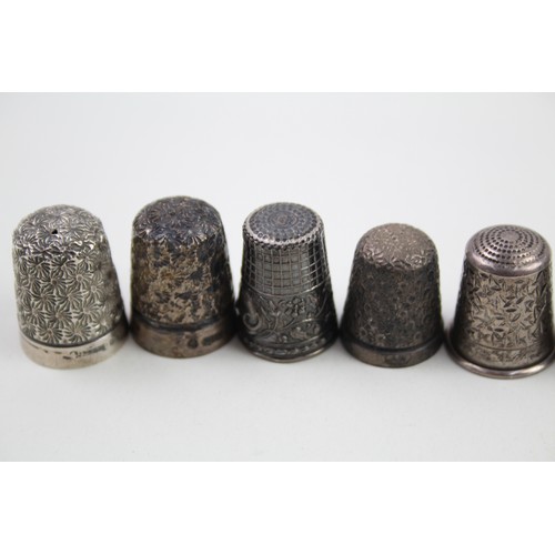 382 - 9 x .925 sterling thimbles inc victorian etc