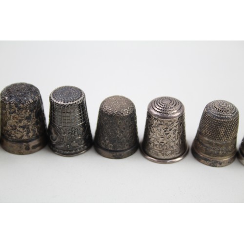 382 - 9 x .925 sterling thimbles inc victorian etc