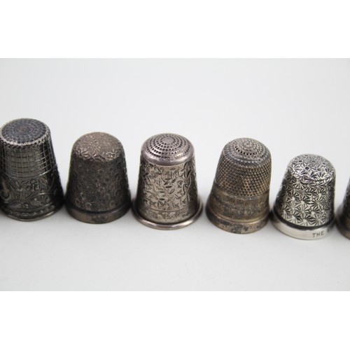 382 - 9 x .925 sterling thimbles inc victorian etc