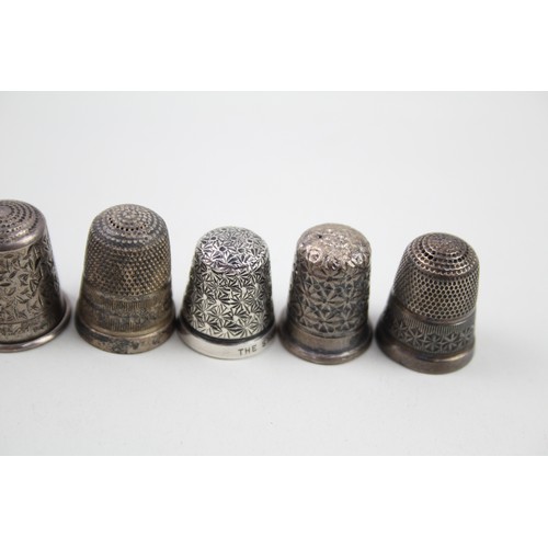 382 - 9 x .925 sterling thimbles inc victorian etc