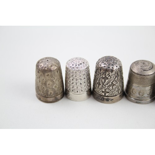 383 - 9 x .925 sterling thimbles inc victorian etc