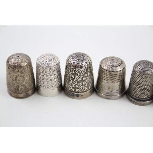 383 - 9 x .925 sterling thimbles inc victorian etc