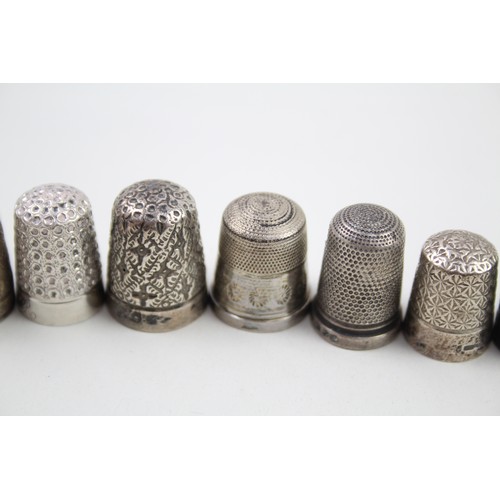 383 - 9 x .925 sterling thimbles inc victorian etc