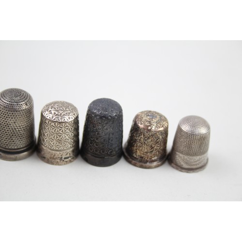 383 - 9 x .925 sterling thimbles inc victorian etc