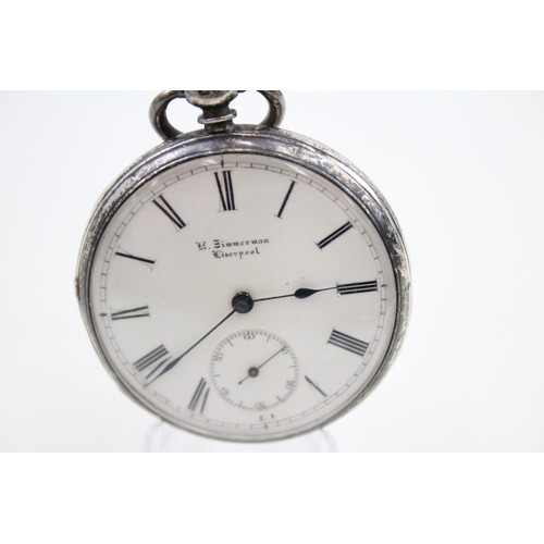 519 - H .SAMUEL Sterling Silver Gents Vintage Open Face Pocket Watch Key-wind Working